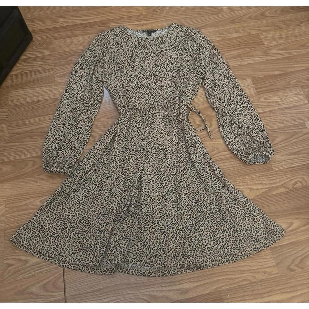 Banana Republic Long Sleeve Leopard Mini Dress Size Medium - Picture 2 of 10